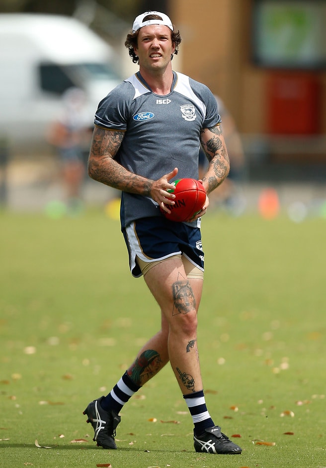 AFL 2015 Training - Geelong 231115 Mitch Clark has had a setback with his calf problem, ruling him out of the start of the season - ${keywords}